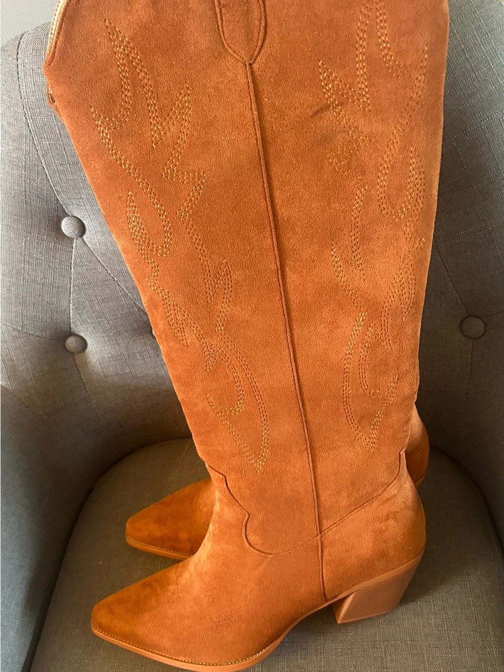 Tall new Women's Western Suede Boots in Cognac liiimmu size 12